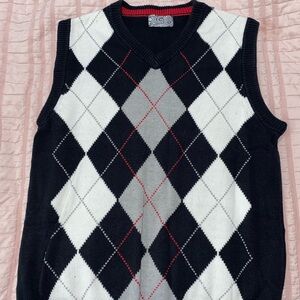 Black and White Argyle Men's Sweater Vest